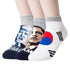 Flag and USA President Character Ankle Socks