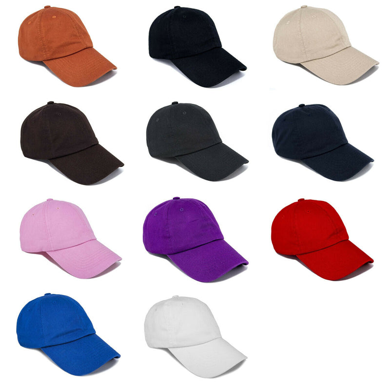 Cotton Baseball Cap Plain Solid Washed Adjustable Hats Casual Polo Style Caps
