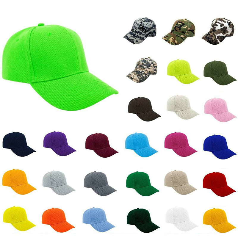 Plain Baseball Caps Basic Plain Casual Hat Velcro Snapback Solid Camo Caps