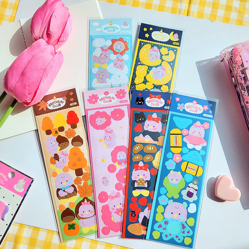Cute Diary Sticker Stationary Set of 6 Stickers Made in Korea K-design