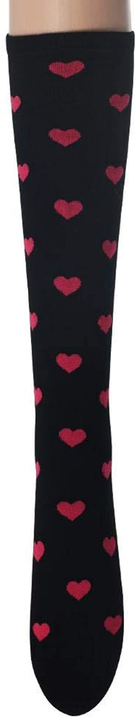 Sockstheway Womens Knee High Socks Heart Pattern Style BlackPink 3pairs