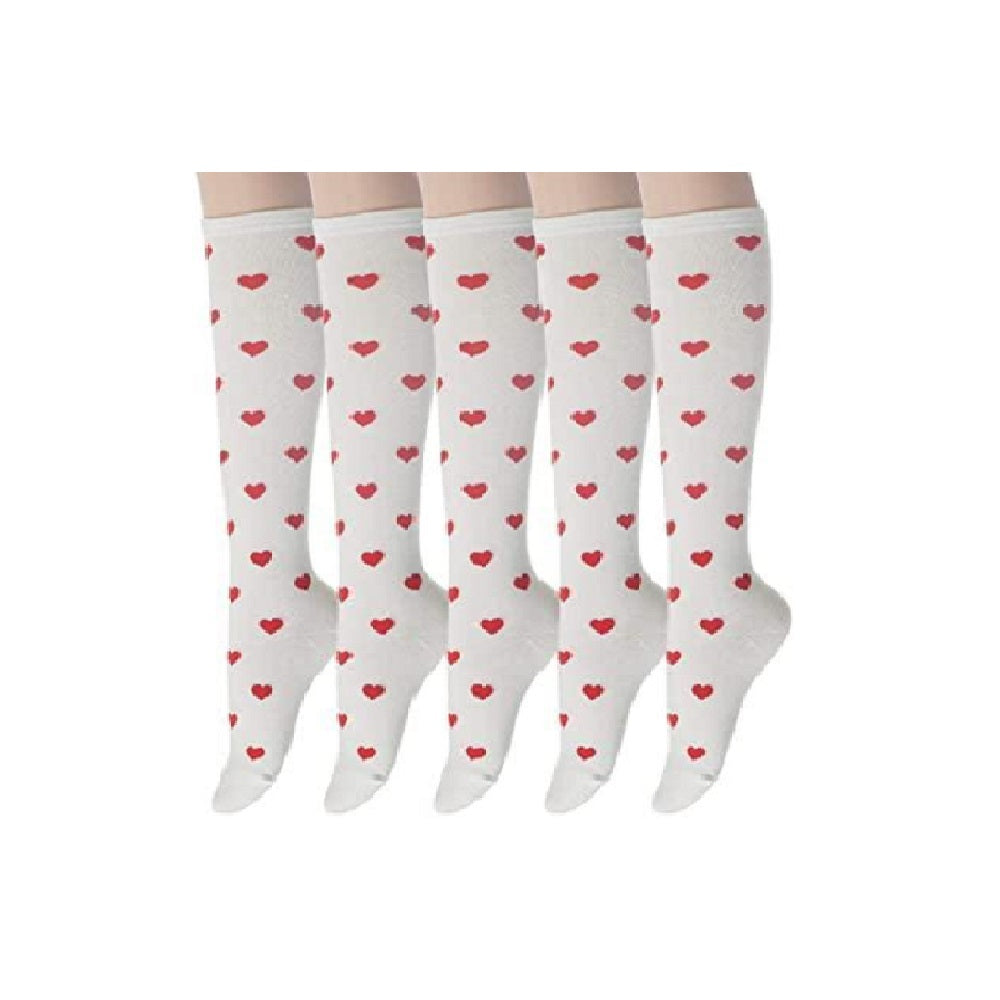 Sockstheway Womens Knee High Socks White Red 5pairs
