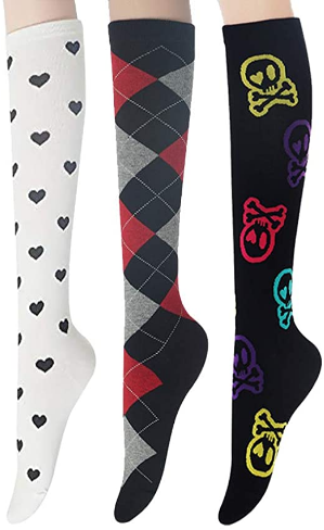 Sockstheway Casual Unique Cute Over Knee High Socks for Women 3 Packs