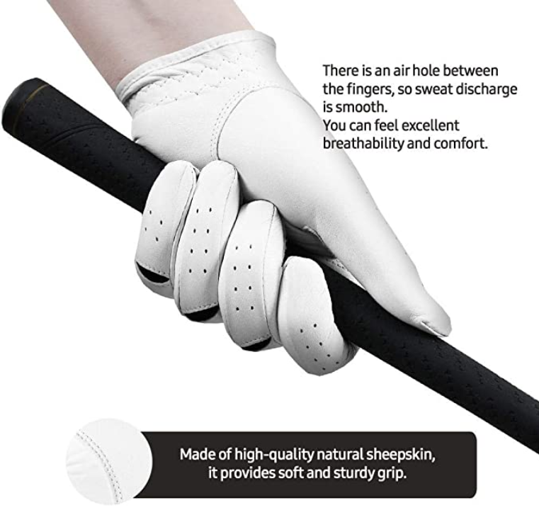 White Golf Gloves for Men Cabretta Leather 2 Gloves Bundle Pack